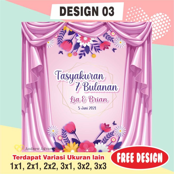 Best Seller Spanduk / Backdrop Custom Tasyakuran Kehamilan 4 Bulanan / 7 Bulanan