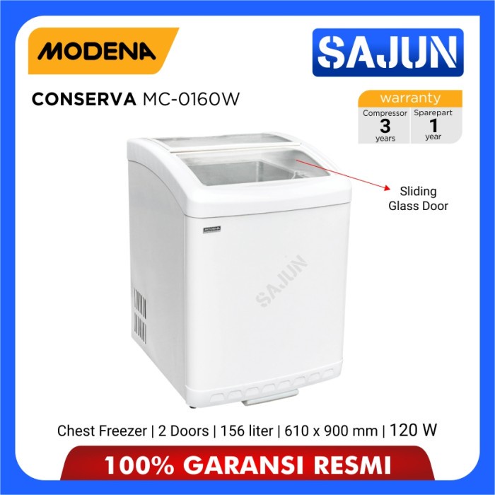 Modena Sliding Chest Freezer 156 Liter Conserva MC 0160 W / MC0160W