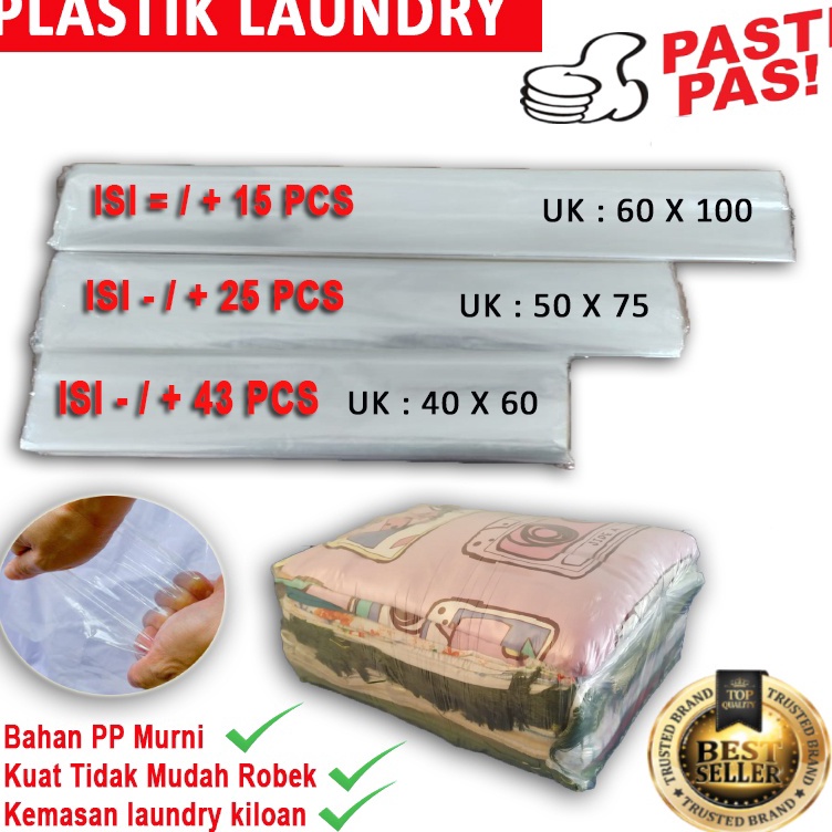 ` RP Plastik Laundry / Plastik PP Laundry / Plastik Laundry Kiloan / kantong Plastik PP Bening / Pla