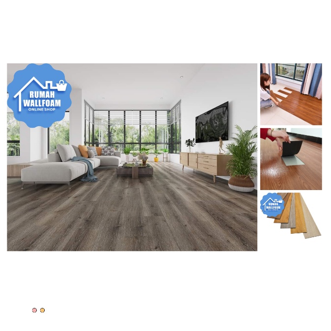 Langsung Atc.. 1 BOX[50 Pcs] Lantai Vinyl TERMURAH Lantai kayu Parket Lantai Vinyl Dengan LEM / Lant