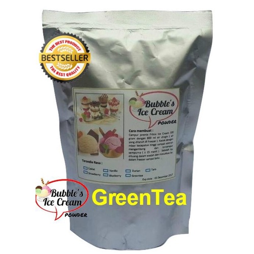 

Greentea Instant Ice Cream Powder 500gr Bubble's Ice Cream Bubuk Es Kr