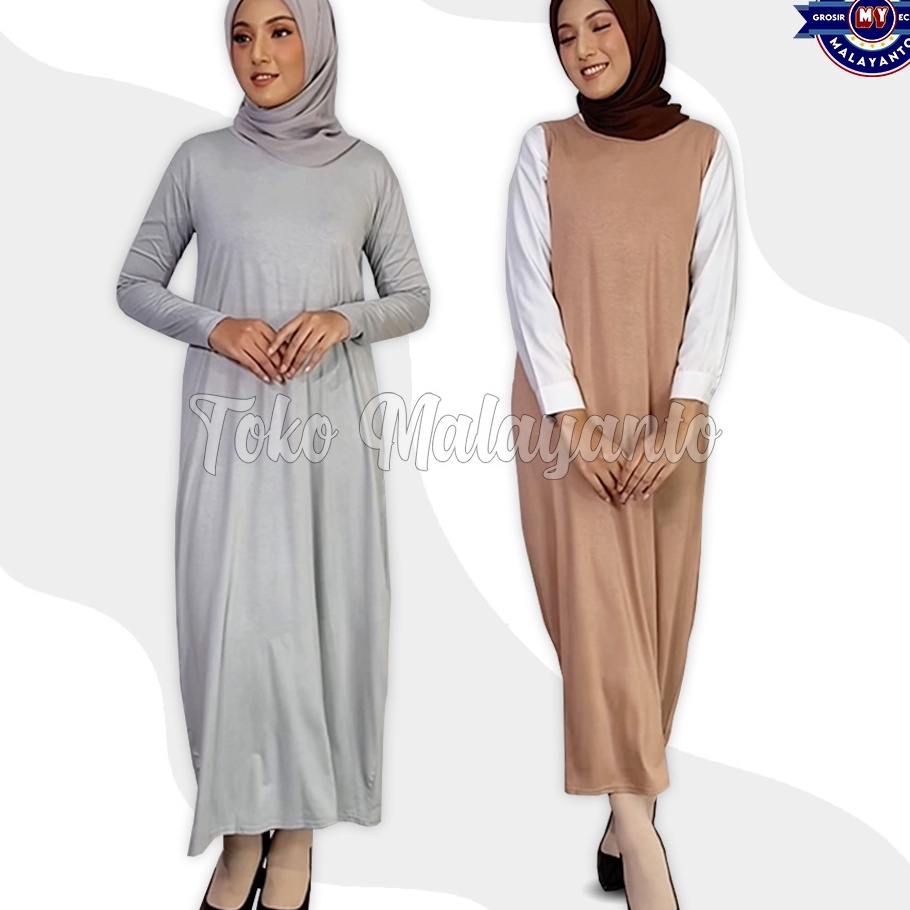 Murah Banget Baju Manset Gamis Tangan Panjang & Tanpa Lengan Wanita Kerah Leher Turtle Neck Polos Da