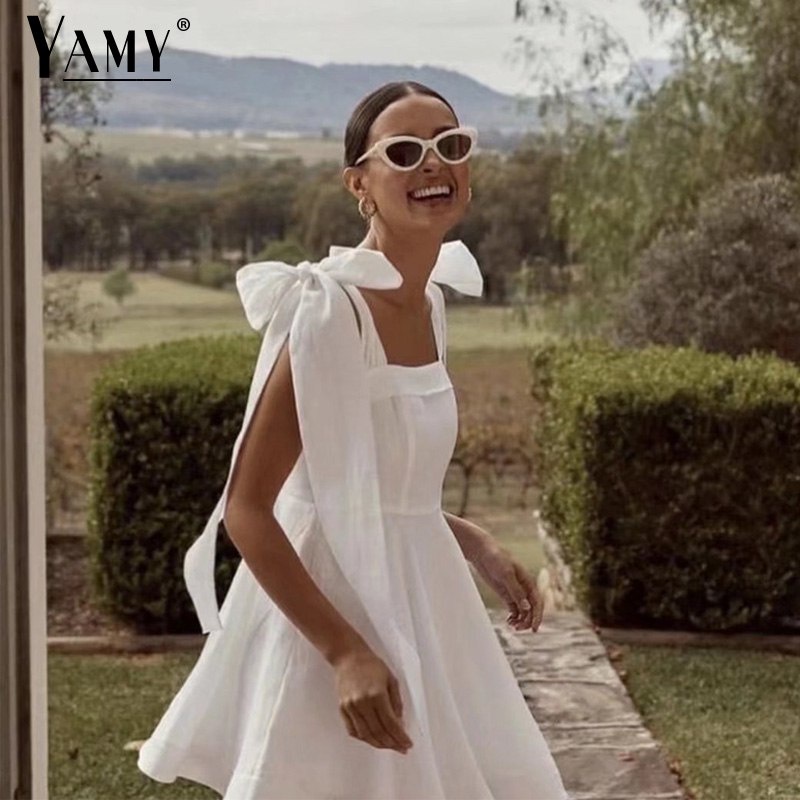 ❤Summer dress women korean fashion white dress sleeveless ruffle mini dresses elegant party vestidos