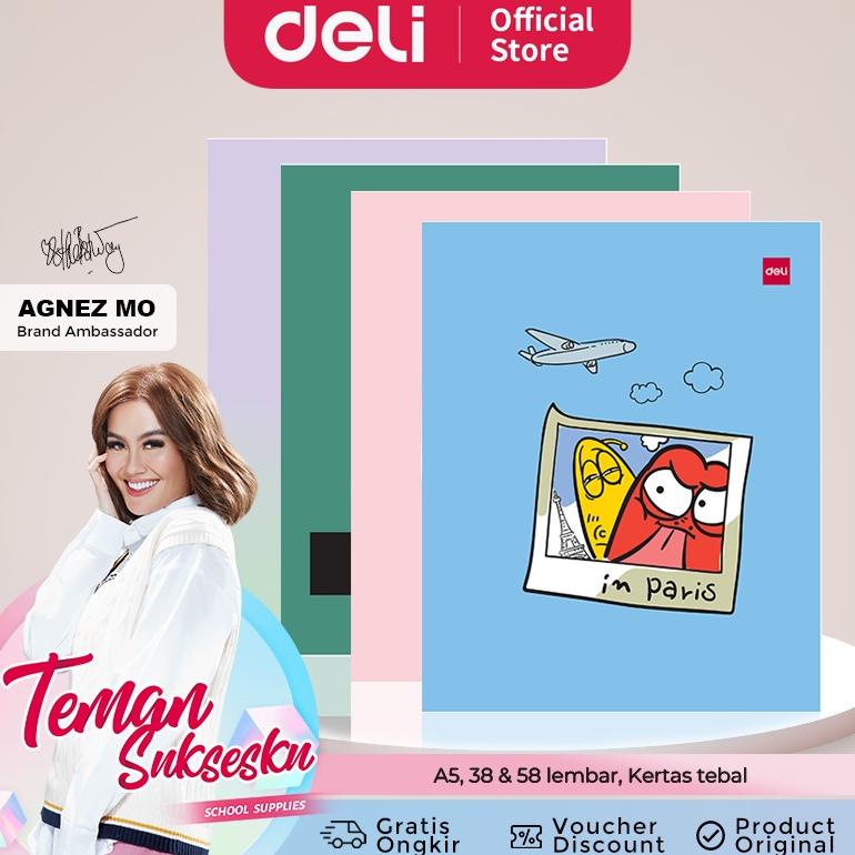 

8.8 [Discount] Deli Sewing Notebook / Buku Tulis Sekolah A5 38 58 Lembar Isi 10 Cnb542 New !!