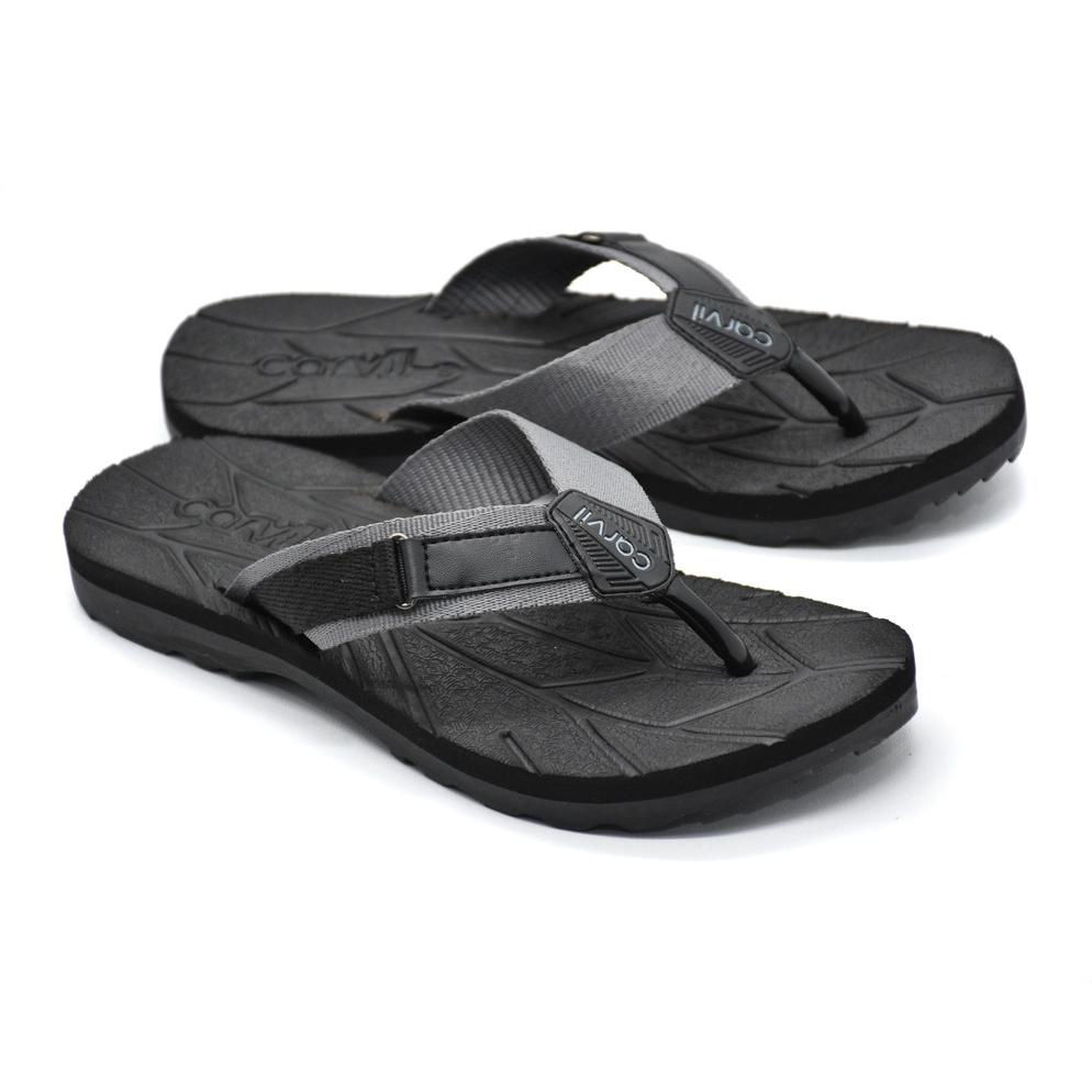 8.8 Carvil Sandal Jepit Pria Cafu-M Black/Grey Grosir 