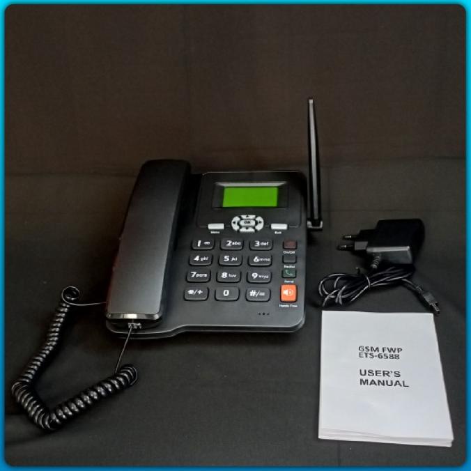 Telepon Rumah Kantor GSM FWP Dual Sim Card Ezitel 6588 Alarm Telephone