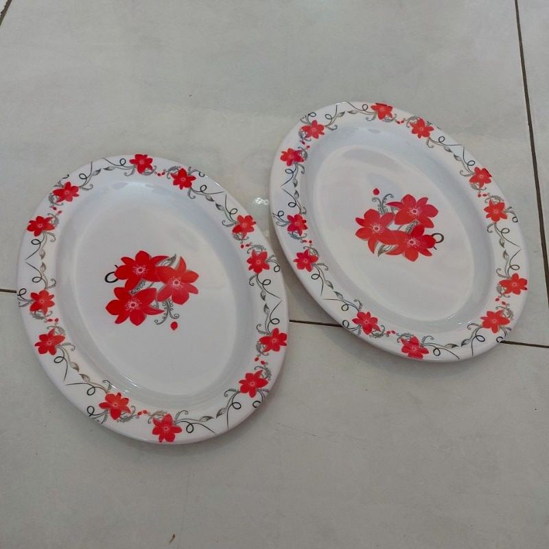 piring melamin lonjong/piring saji lonjong/piring saji melamin/Piring Lodor bunga/lodor melamin bung