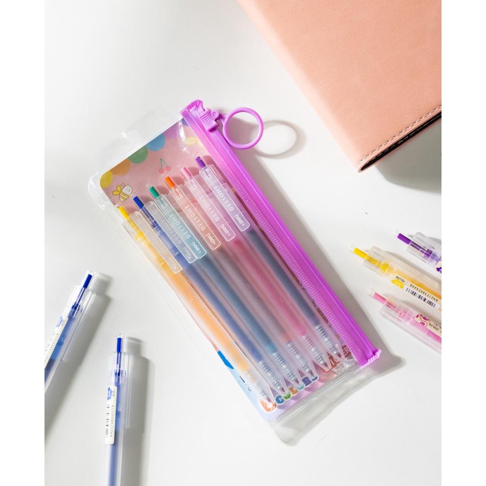 

8.8 [Discount] Deli School Gel Pen / Pulpen Gel 0.5 Mm 6 Warna Retracable Gratis Sticker Lucu Eg118-6C New !!