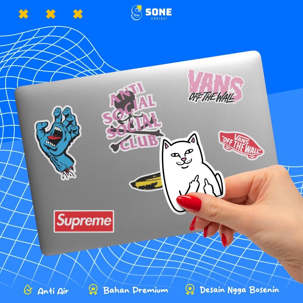 

Onderdil 50 Pcs Sticker Pack Hypebeast / Stiker Brand Aesthetic / Dekor Buku Journal Helm Laptop Case / Vinyl Anti Air Motor Asli