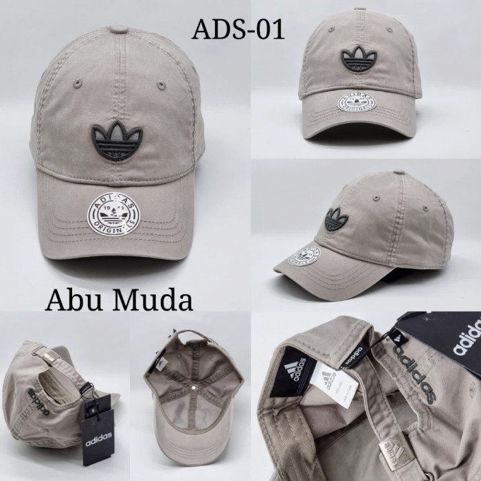 topi TOPI BRANDED ADIDAS PRIA WANITA IMPORT - Abu-abu(E4B9) topi pria baseball import full bordir 10