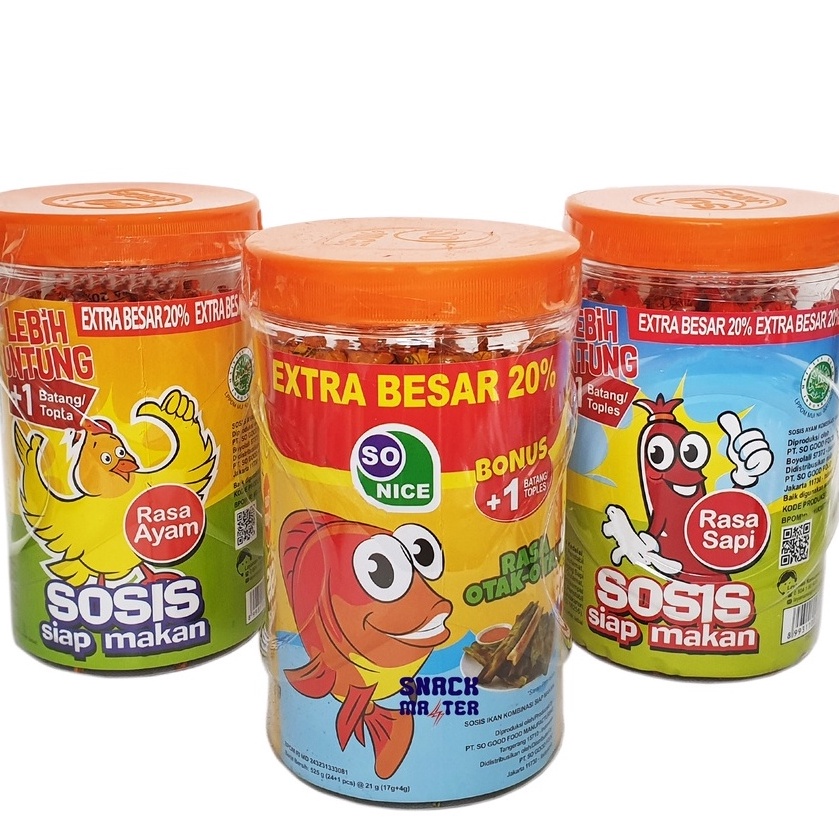 

Terlaris SOSIS SO NICE SIAP MAKAN RASA AYAM SAPI IKAN OTAK OTAK SO GOOD CEMILAN ANAK MAKANAN RINGAN GROSIR MURAH MINUMAN SIAP SAJI 21gr