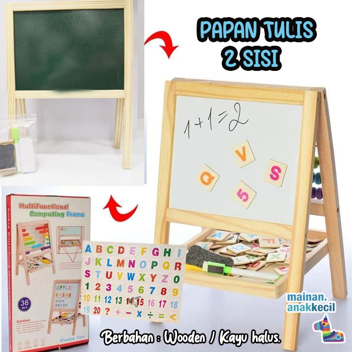 

Best Seller Mainan Anak Edukasi Multifungsi Double Side / Papan Tulis Dua Sisi