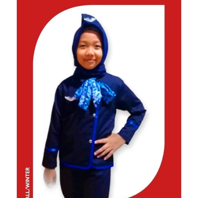 Baju kostum Pramugari anak Hijab Kostum profesi Pramugari anak Lucu