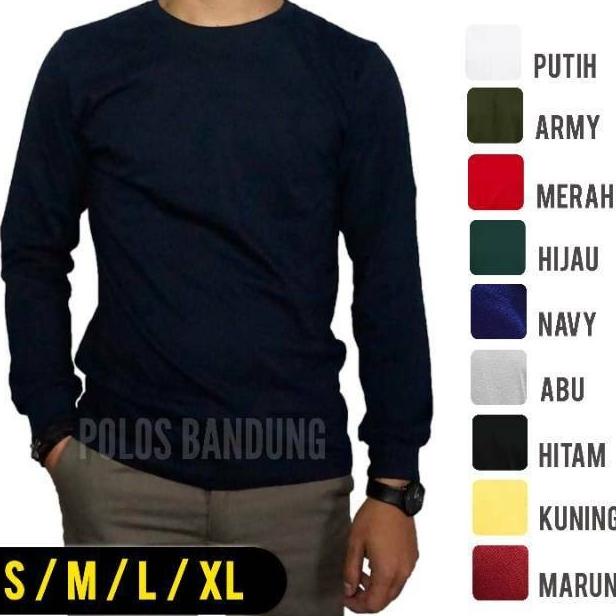 KAOS POLOS PRIA BAJU KAOS OBLONG LENGAN PANJANG SIZE M - XXL