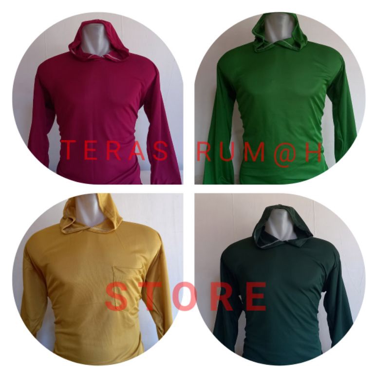 Grab It Fast kaos kerja lengan panjang kupluk pria/kaos sawah/kaos tani polos/baju basahan kerja