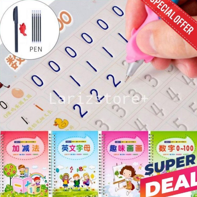 

❤[PROMO MURAH!!!]❤ Buku Belajar Menulis Huruf Dan Angka + Free Pen & Refill PAUD Anak TK/Preschool