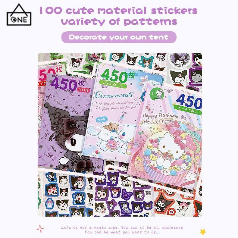 

Terbaru Cod450Pcs Stiker Kuromi Waterproof Kartun Ekorasi Diy Sanrio Melody Cinnamoroll Purin-A.One