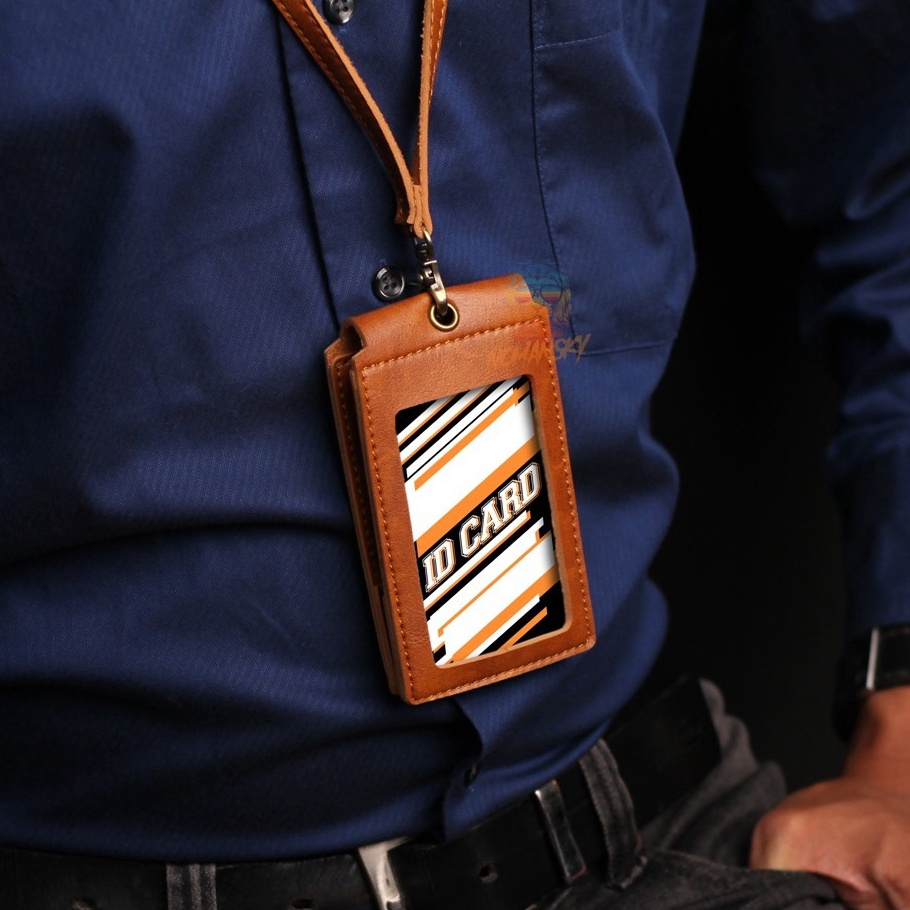 

✤Produk 00NJH Card Holder 2 Mika dan 1 Mika Id Card Kalung Holder Name Tag Kulit Tempat Id Card Kantor C64 ⋆Model Baru