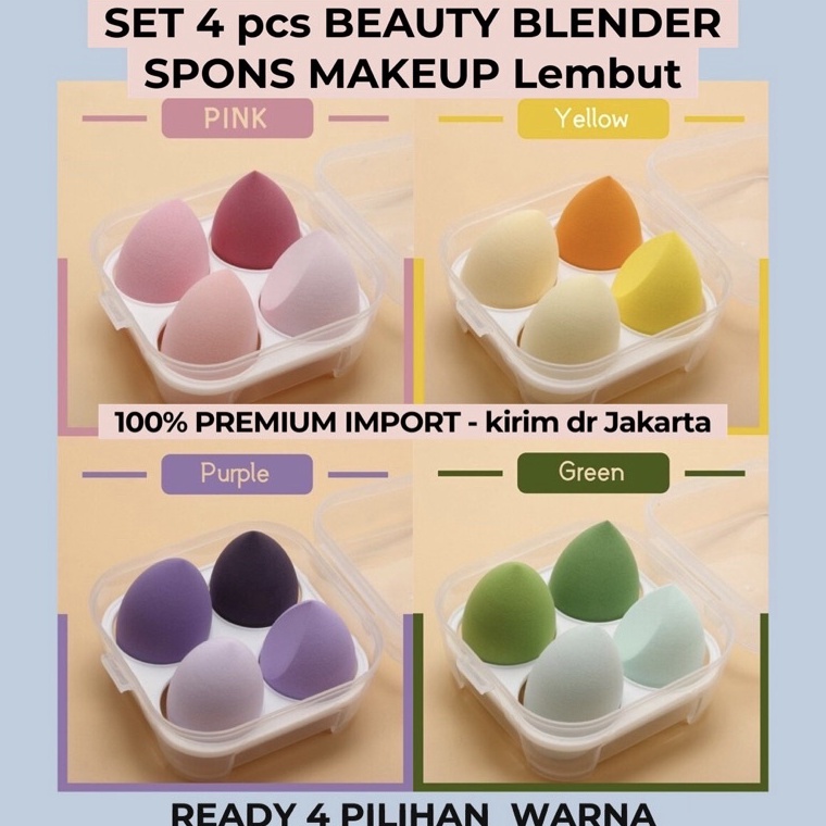 ↔ Set 4pcs Beauty Blender Sponge / Make Up Sponge / Spons Blender / BB Cream Makeup Puffs / Makeup t