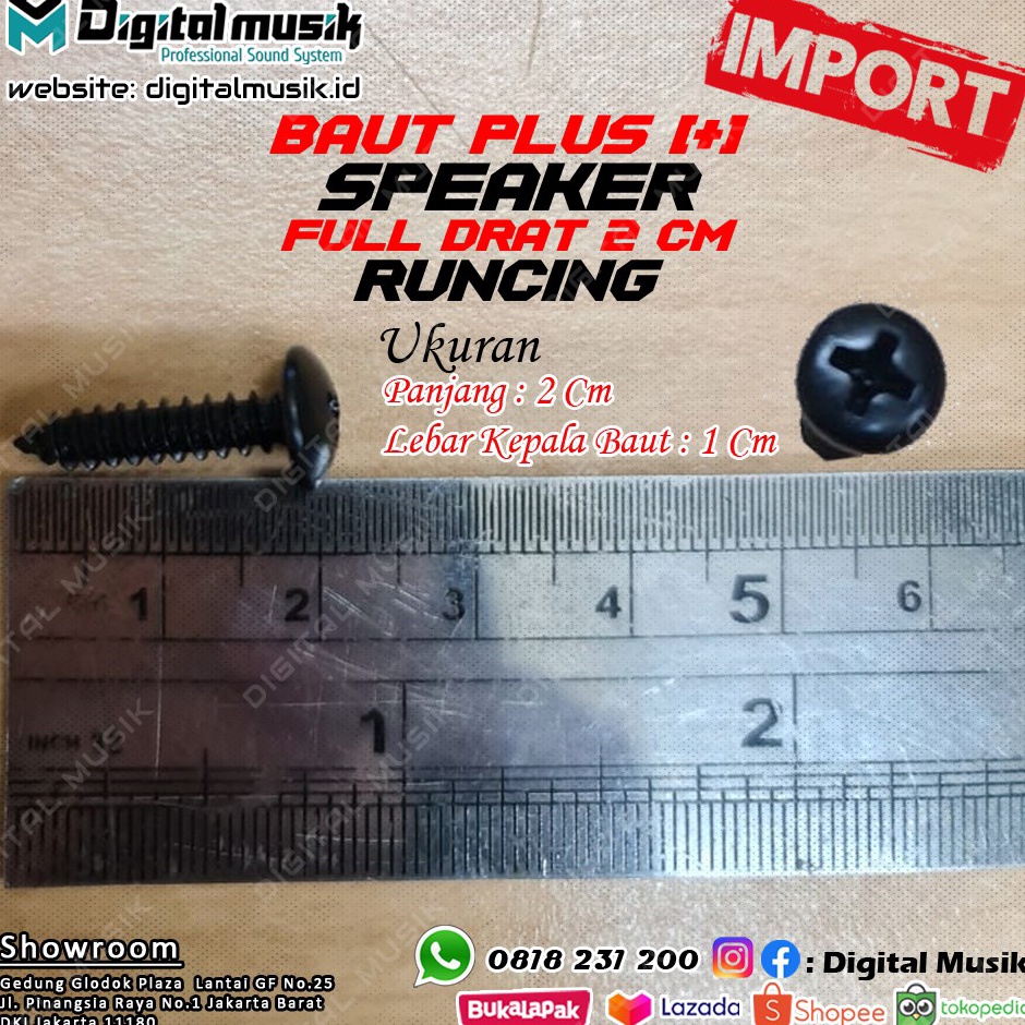 ・QHt Baut Speaker 2cm - Baut Speaker Runcing - Baut Speaker Cacing - Baut Speaker Hitam Coating BISA