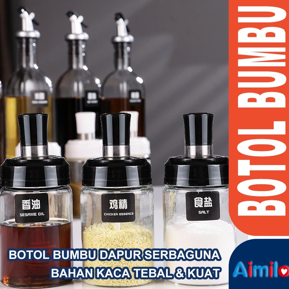 Viral Aimilo Botol Bumbu Dapur Serbaguna / Wadah Botol Beling Tebal Dan Kuat Penyimpanan Gula, Garam
