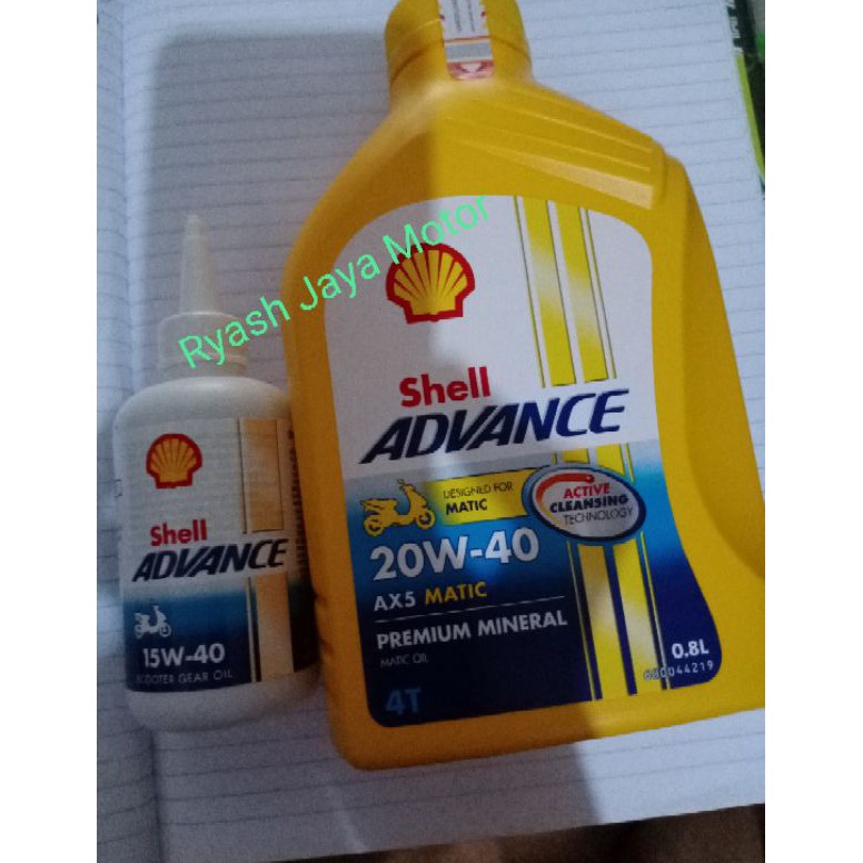 Terpercaya.. Paket murmer oli shell Advance Ax5 matic 20-40w 800ml + gardan shell 120ml for beat/var