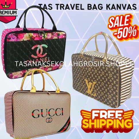 Paling Dicari.. TRAVEL BAG SUPER KANVAS KARAKTER + TALI SELEMPANG / Tas travel / Travel bag / Tas mu