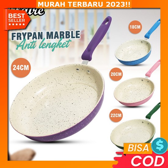 Panci Goreng Serbaguna Penggorenangan Q2-3011 Tutup Kaca Bahan Marble Anti Lengket Kualitas Premium 