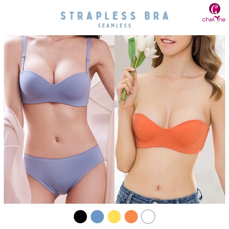 Chelyne BH ( Bra + CD ) Seamless Lycra V766 Premium Half Cup Bra Stelan Polos SET Underwear
