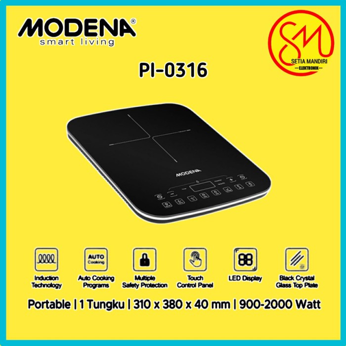 MODENA PI0316 Kompor Listrik Induksi Portable 1 Tungku ESENTE PI 0316