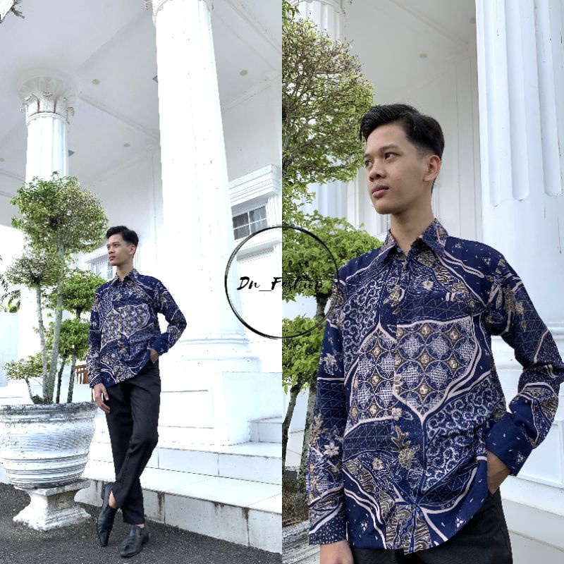 Kemeja Batik Pria Fashion Terkini Lengan Panjang Tebal Mewah Modern Y6N7 Dewasa Reguler Fit Lengan P