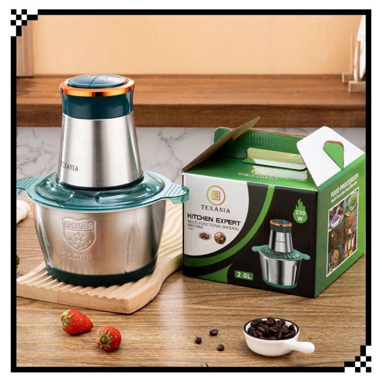 New Stock.. TEXANIA Blender daging chopper meat grinder blender STAINLESS hand blender press 2L Baja