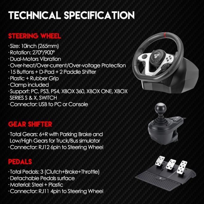 Fantech R1 Racing Steering Wheel Racing Simulator For Ps4 Pc Xbox