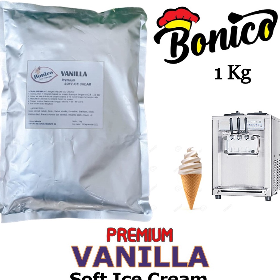 

☈➸❋✦ BONICO VANILLA SOFT ICE CREAM POWDER 1kg PREMIUM RESTO bubuk es krim mesin lembut VANILA cone frizco Grosir