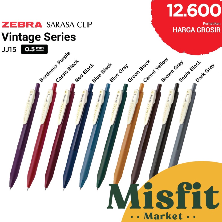 

TERMURAH ZEBRA SARASA CLIP JJ15 Gel Pen 0.5 mm VINTAGE Pulpen