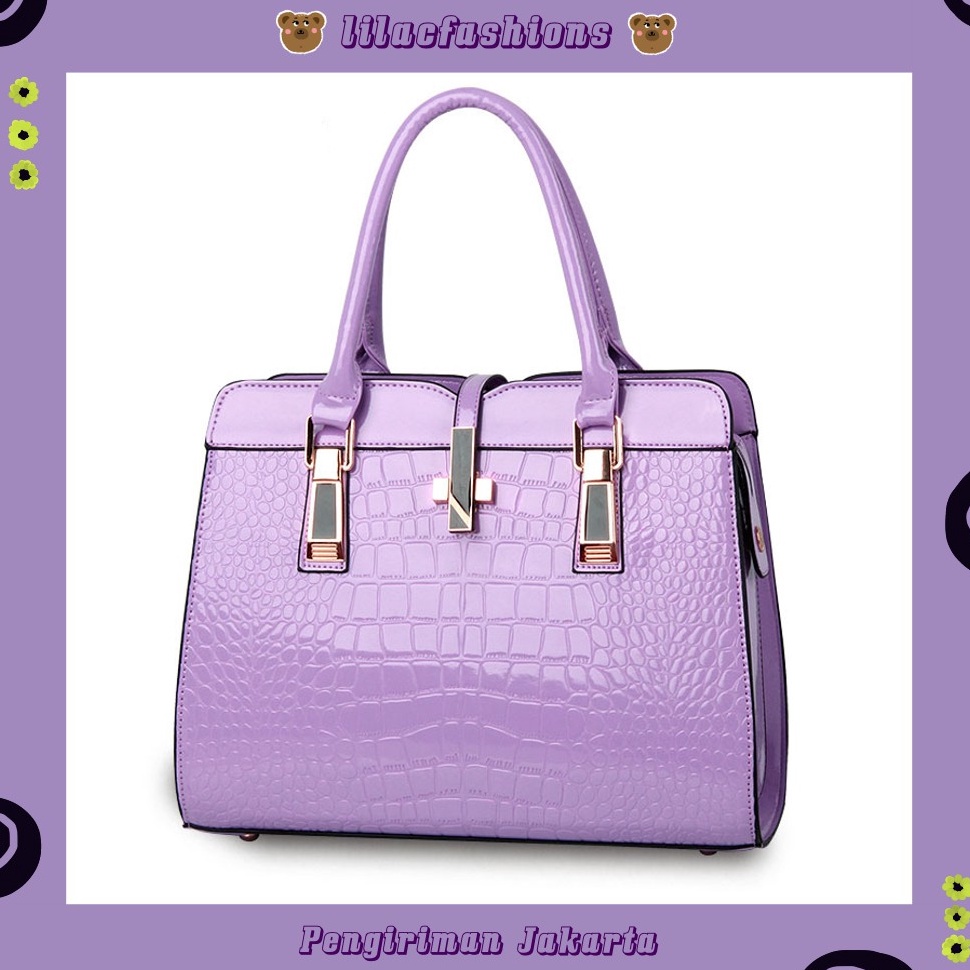 STOK TERBARU. LILAC BAG U11067 TAS SELEMPANG HANDBAG PESTA CROCO Hand Bag Wanita Import Tas Tangan W