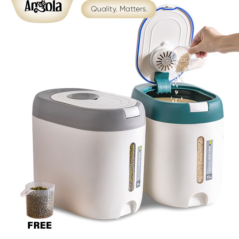 SALE. Angola Dispenser Beras 10 KG Rice Dispenser E97 Tempat Wadah Penyimpanan Beras Rice Bucket