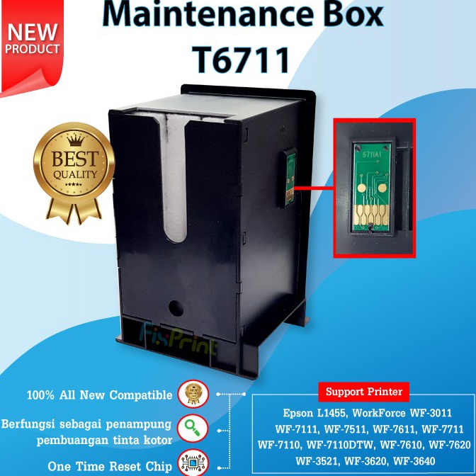 TERMURAH. Maintenance Box Epson T6711 T-6711 Compatible Reset Waste Ink Pad Busa Printer L1455 WF761