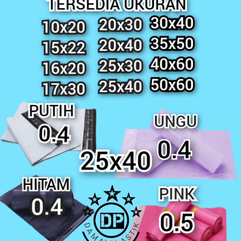

✹Stock Banyak Kantong Plastik Packing PE 25x40CM Olshop Polymailer Hitam Putih Pink 25x40 Amplop ungu J35 ✲