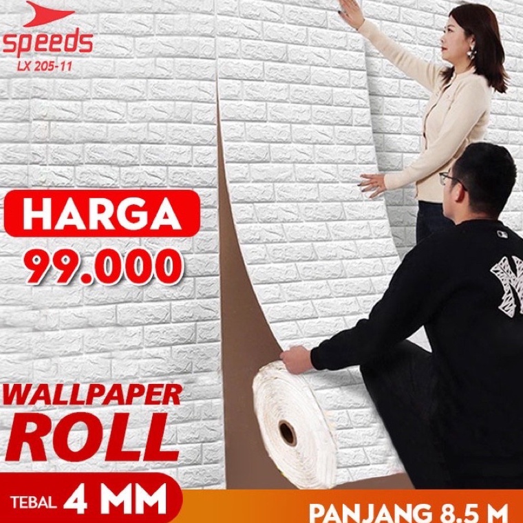 ➾HKc Wallpaper Dinding Roll Wallpaper 3D Wallpaper Dinding batu bata 205-1 ⁂ Q £