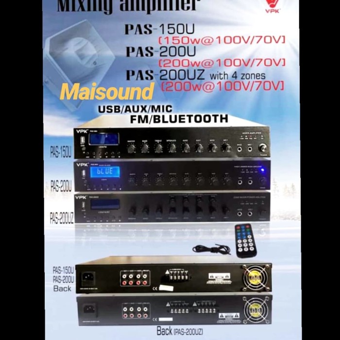AMPLIFIER VPK PAS 200UZ AMPLI VPK PAS 200 UZ VPK PAS200UZ 4 ZONA ZONES