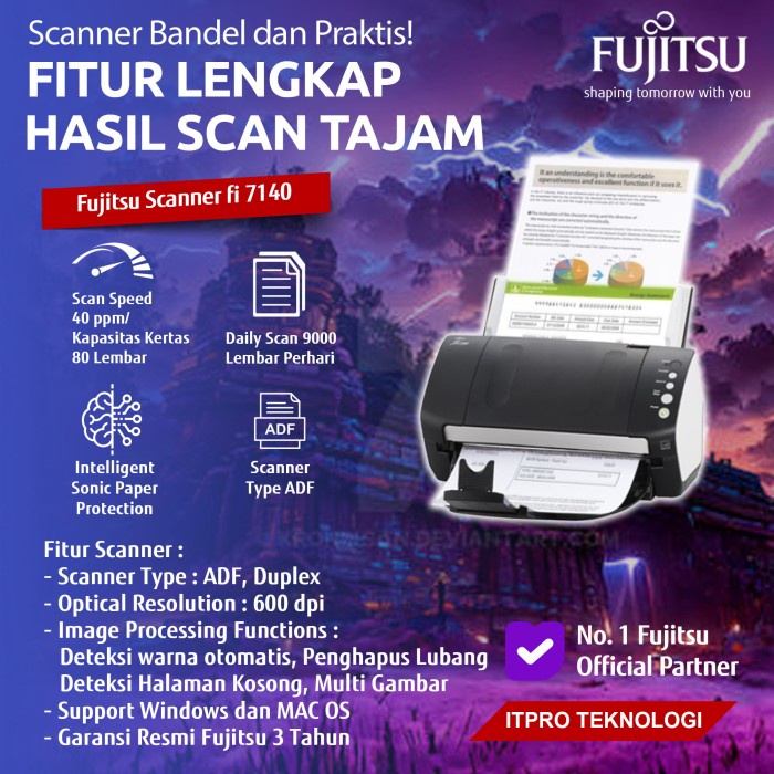 Terlaris Fujitsu Fi 7140 Scanner