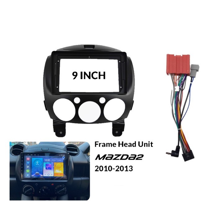 Terlaris Frame Headunit 2 Din 9 Inch Frame Mazda 2 2010