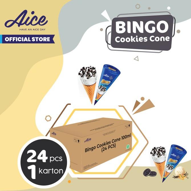 Aice Bingo Cookies Cone (1 Karton = isi 24pcs) Es krim