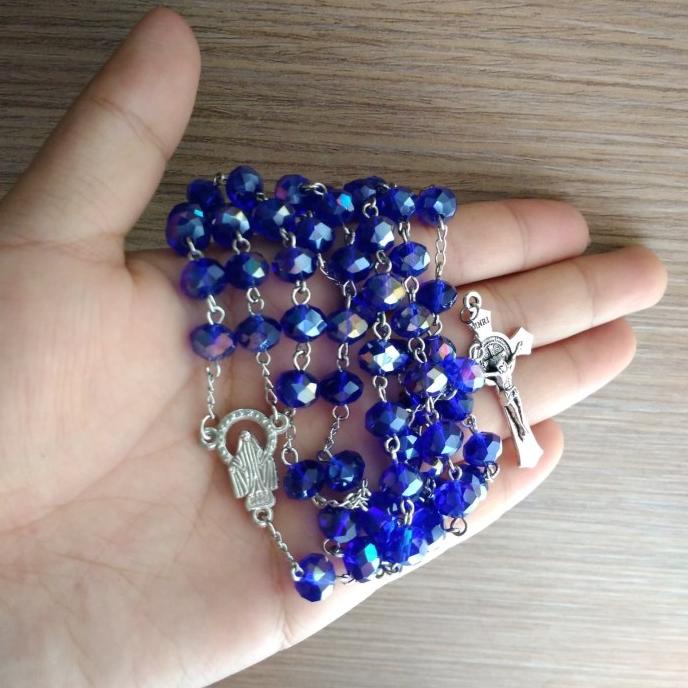 Rosario Kristal Biru / kalung cewek / kalung cowok