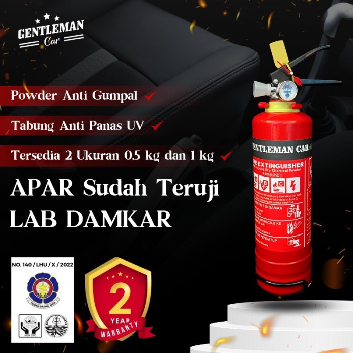 ALAT KESELAMATAN APAR MOBIL 0.5KG & 1KG GENTLEMAN CAR TABUNG PEMADAM RACUN API PORTABLE ORIGINAL