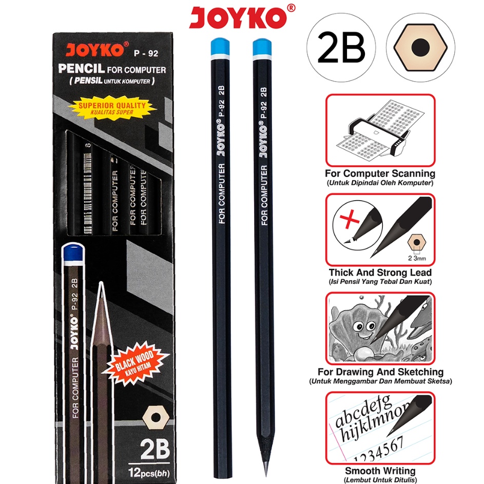 

❇Ready✤ CHBCZ Pencil Pensil Joyko P-92 2B 1 BOX 12 PCS M55 Ready