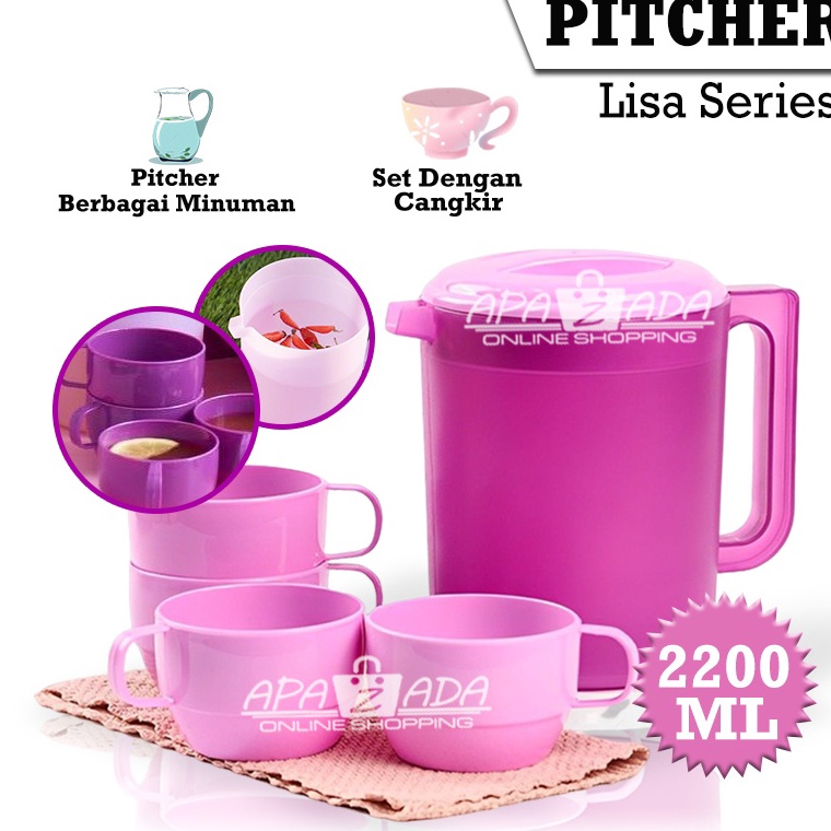✳AMC Apazada - Lisa Teko Plastik Set Of 5 Air Minum BPA Free / Set Teko Teh dan Kopi / Wadah Penyimp
