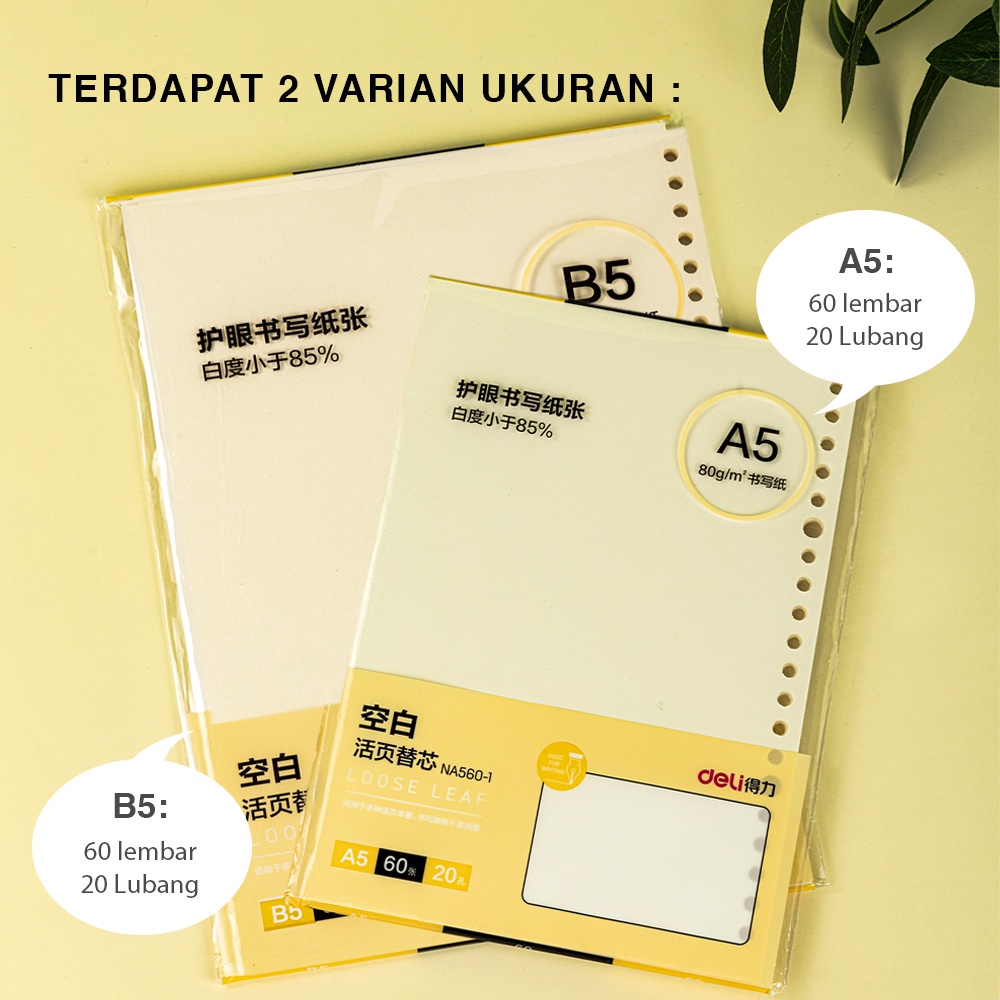 

JO1 DELI LOOSE LEAD / ISI BINDER B5 , 60 LEMBAR 80 GSM NB560-1 P8K