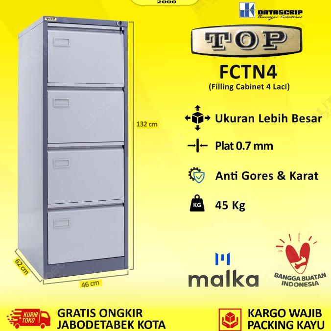 

Ready Top Fctn4 By Datascrip Filling Cabinet Besi 4 Laci Stok Terbatas